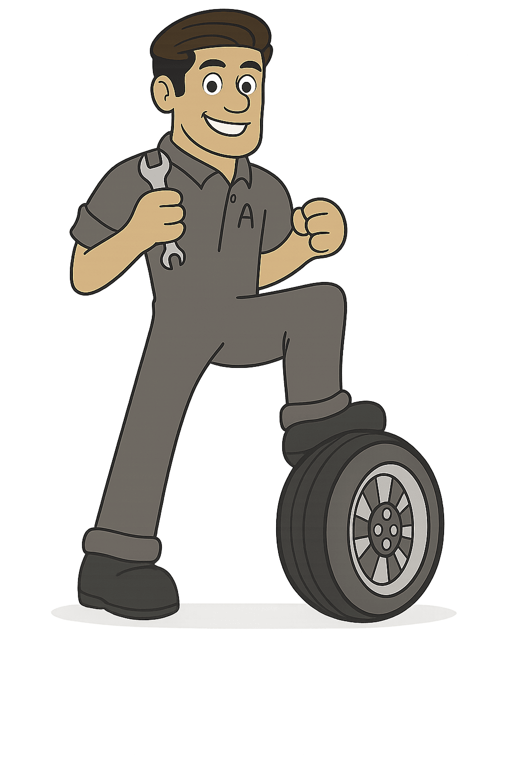 Absolute Tire Company logo – tire worker standing on a tire